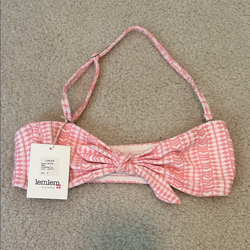 Lemlem Lola Bandeau Bikini Top with Front Knot
